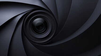 A minimalist image of a camera lens dark background