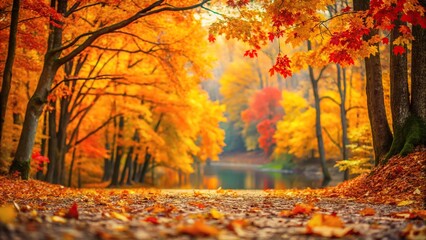 Autumn landscape forest with blurred background