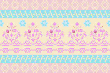 geometric,seamless pattern,thai pattern, traditional ethnic, floral, fabric pattern for textiles,wallpaper, clothing, sarong, batik, wrapping, embroidery, print, background, cover,rugs,illustration, 