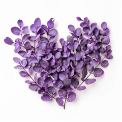 Fototapeta premium A photo of a lavender leaves create heart shape, realistic, isolated on white background