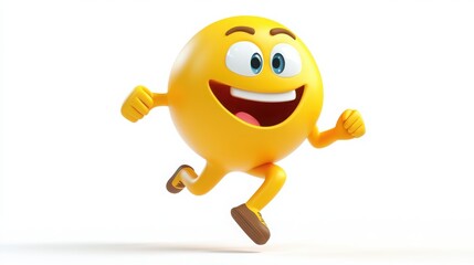 A 3D cartoon emoji running with a determined expression, arms pumping and legs in mid-stride, on a white background 