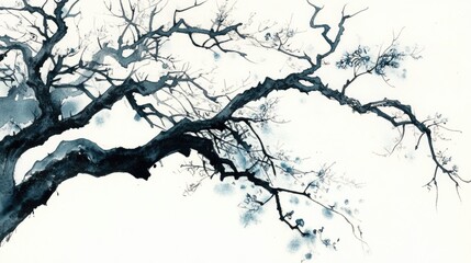 Obraz premium Elegant Ink Illustration of Branches: A Captivating Abstract Representation of Nature's Beauty