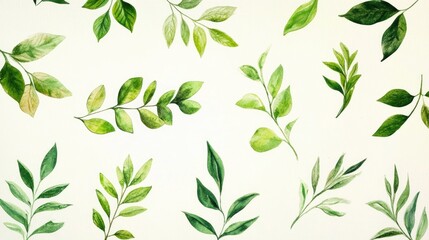 Serene Watercolor Leaves: A Captivating Display of Natural Beauty and Botanical Elegance