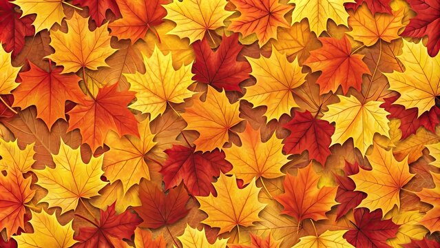 Autumn maple leaves seamless pattern in warm colors