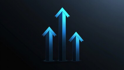 Blue Arrows Pointing Upwards on a Dark Background