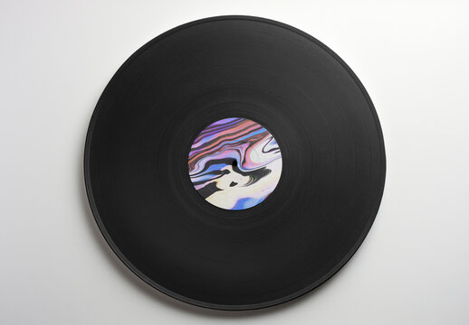 Flatlay Vinyl Record Mockup With Generative AI