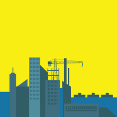Obraz premium city building construction scene vector illustration