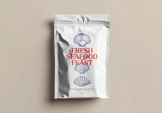 Food Product Packaging Flatlay Zip Pouch Bag Mockup With Generative AI