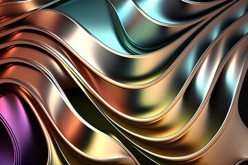 Abstract background with metallic waves. 3d rendering, 3d illustration.