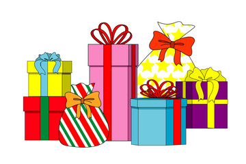 山積みのプレゼントのイラスト素材