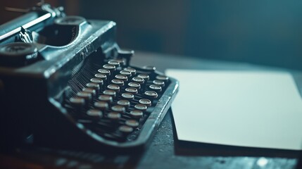Vintage Typewriter on a Desk, Ready to Write