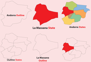 La Massana map vector of Andorra, La Massana line map, La Massana with city map, La Massana outline map
