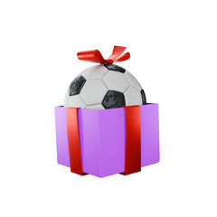 gift box and soccer football, on transparent background
