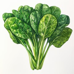 Fototapeta premium Hand-drawn spinach, clean white background
