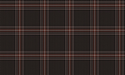 Plaid fabric pattern, black, brown, red, seamless for textile and design clothes skirt pants apron tablecloth blanket or decoration. Vector illustration.