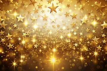 Background with luminous gold color and sparkling stars