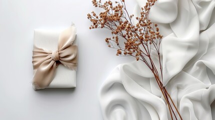 Festive flat lay arrangement featuring space for customizable text and decorative elements