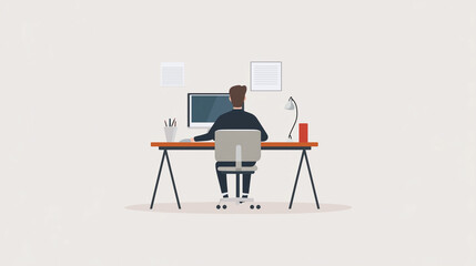 Man at computer clipart