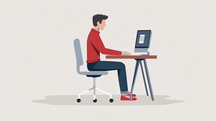 Man at computer clipart