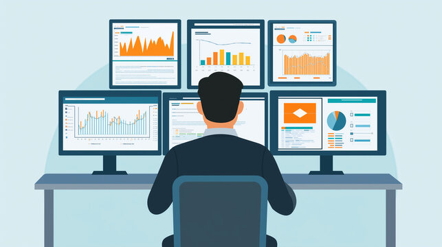 Man at computer clipart