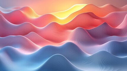 Abstract 3D background with flowing waves in pastel colors, perfect for business presentations, digital marketing, or tech-themed events with copy space.