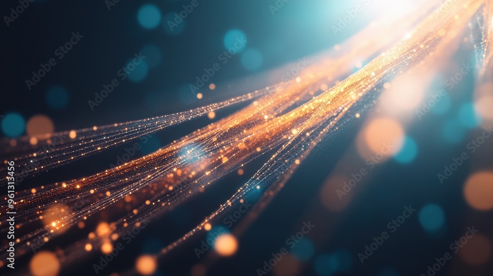 Poster radiant streams of light: a captivating digital visualization of brightness and movement in space