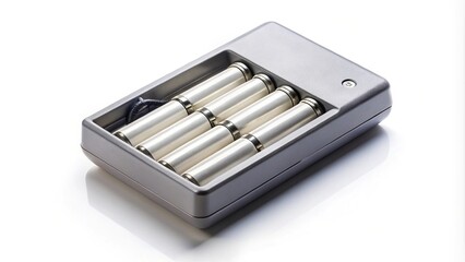 Battery charger for AA or AAA batteries isolated on white background