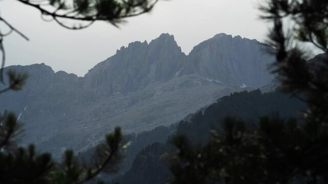 Timelapse Mountain Olympus highest peak Mytikas Cloudy Day Blur foreground
