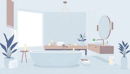 Serene Bathroom Interior - Relaxing Vector Spa Design