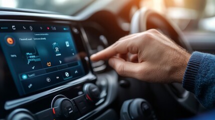 man operating car audio