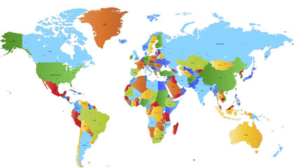 Obraz premium World map. Modern color vector map. Silhouette map.