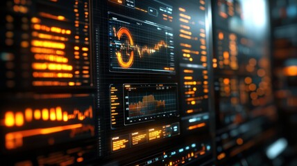 Naklejka premium A financial market analysis dashboard, showcasing digital finance and data visualization with modern technology.