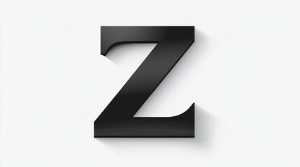 Letter "Z" made in 3D, separately on white background, black.