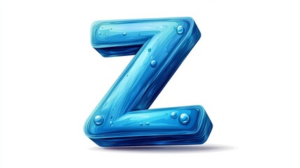 The model of the letter "Z" in volume on a white background, blue.