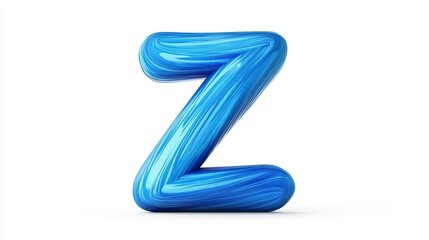 The volumetric form of the letter "Z" on a white background, blue.