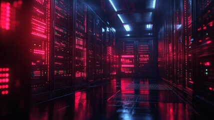 Data center with advanced servers and network infrastructure dedicated to supporting financial transactions.