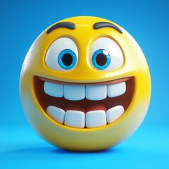 Laughing Out Loud 3D Cartoon Character With Infectious Joy on a Vibrant Blue Background