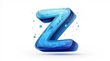 Volumetric version of the letter "Z" on a white background, blue