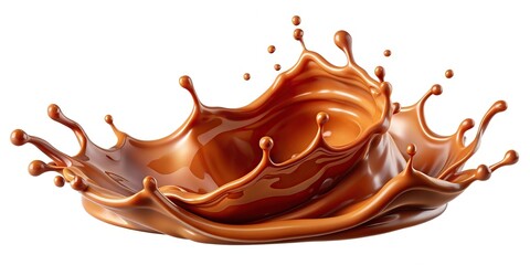 Fototapeta premium Big splash of shiny chocolate caramel liquid