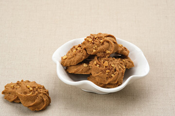 Chocolate cookies with peanut sprinkles
