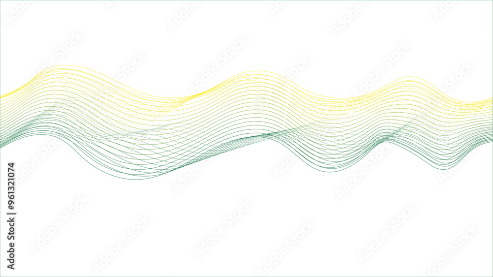 Wall mural abstract green and white background with flowing lines. elegant curve background with blue and green