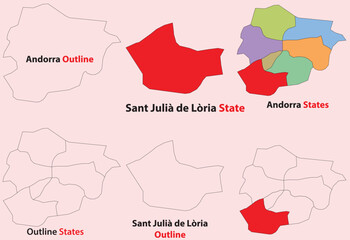 Sant Juli&agrave; de L&ograve;ria map vector of Andorra, Sant Juli&agrave; de L&ograve;ria line map, Sant Juli&agrave; de L&ograve;ria with city map, Sant Juli&agrave; de L&ograve;ria outline map