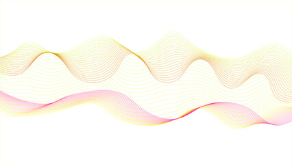 Fototapeta premium Flowing yellow and green abstract waves on a white background. Abstract green and white background with flowing lines.
