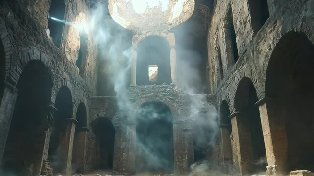 Ancient Ruins with Mysterious Mist