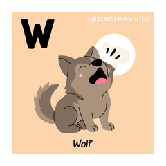 Cartoon wolf, cute character for children. Vector illustration in cartoon style.