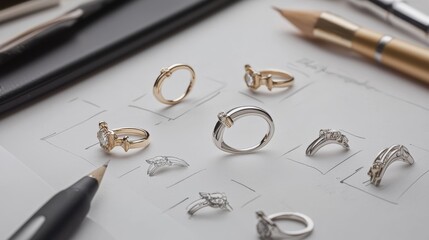 Custom Jewelry Design Process, Discuss the steps involved in creating custom jewelry, from initial sketches to the selection of materials and the crafting of a unique, personalized piece.