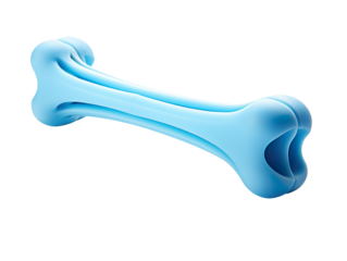 Blue rubber dog bone isolated on transparent and white background