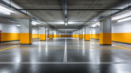 Newly built empty parking garage of the shopping center