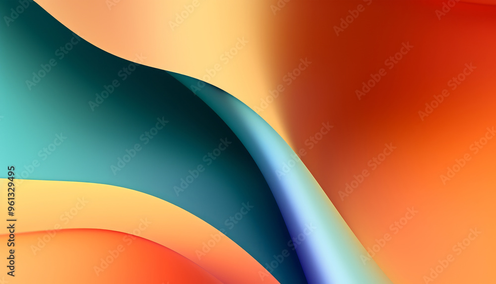Poster abstract colorful wavy shapes wallpaper. modern curvy background with motion effect. generative ai