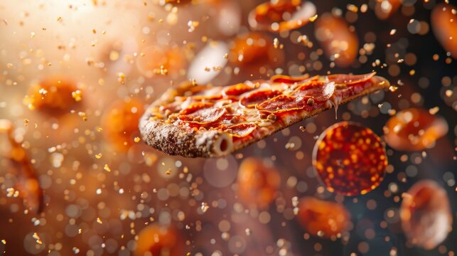 Vibrant summer pizza promotion  eye catching pepperoni design with copy space for discounts